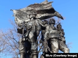 A monument to Russia's invasion of Ukraine that was unveiled in Perm in February