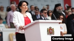 Georgian President Salome Zurabishvili said the country's current external policies "estrange us from Europe," asking her audience, "Where did the slogan: 'Europe is our civilized choice' disappear?"