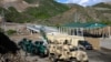 A view of an Azerbaijani checkpoint set up at the entry of the Lachin Corridor.