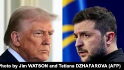 US President Donald Trump (L) and Ukraine's President Volodymyr Zelenskyy (R).