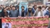 A protest organized by the Pashtun Tahafuz Movement (PTM) in Dera Ismail Khan on February 13 demanding the clearance of landmines in South Waziristan. 