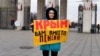 One of a series of single pickets on March 17 in the center of Moscow against the occupation of Crimea.