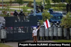 Pushkin joins a protest march in Minsk in 2020.