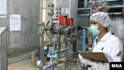 A file photo shows the uranium-enrichment complex of Natanz in central Iran in February 2007.