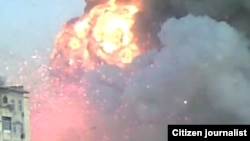 One of the early images, sent by a citizen journalist, of the July 7 explosions in Abadan