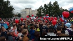 RUSSIA, Krasnoyarsk, rally against raising the retirement age