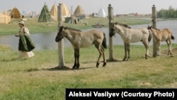 A woman at the Ysyakh festival. Ysyakh is a New Year holiday celebrated by Yakuts in June, in accordance with ancient traditions.