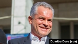 Democratic Party leader Vladimir Plahotniuc delivers a speech to supporters at a rally to support his candidacy for prime minister in Chisinau in January 2016.