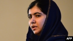 Pakistani activist and Nobel Peace Prize laureate Malala Yousafzai speaks during an event to commemorate the Peshawar school massacre in Birmingham, England.