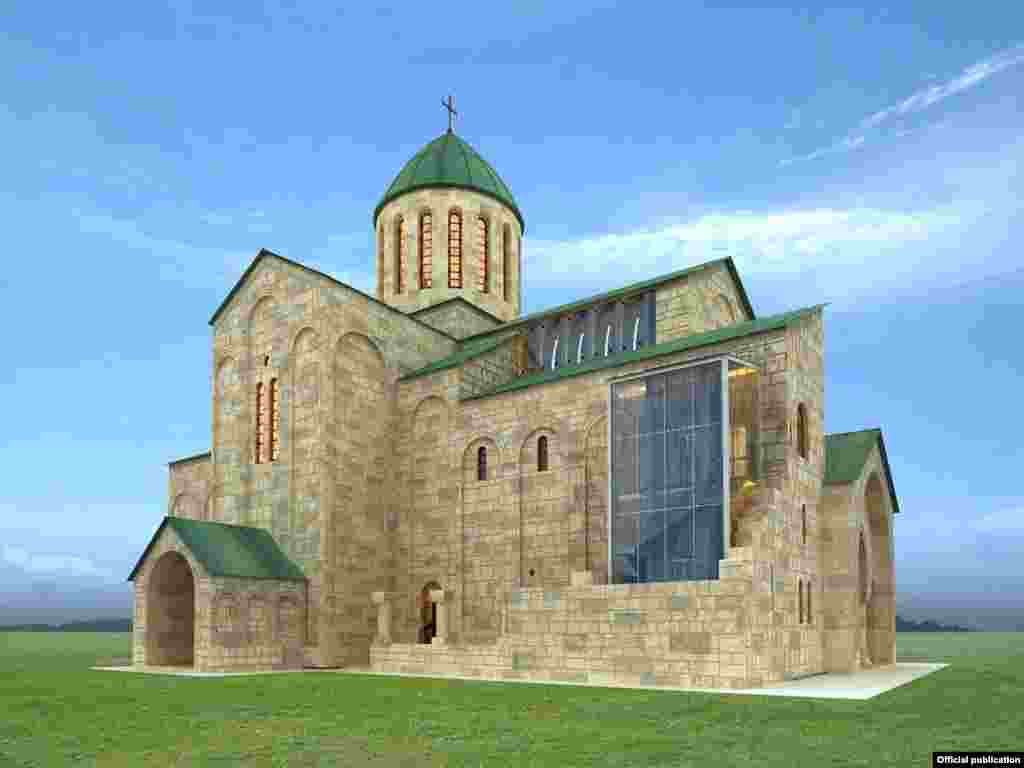 An artist&#39;s impression of how the cathedral is supposed to look once a controversial restoration is completed, based on the work of architect Ivane Gremelashvili.&nbsp;