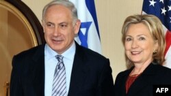 U.S. Secretary of State Hillary Rodham Clinton with Israeli Prime Minister Binyamin Netanyahu at the State Department on March 22.