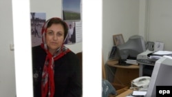 Shirin Ebadi, shown in her Tehran office in July, says her rights activities "have never depended on one office or a building."