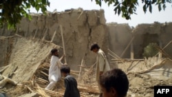 A Pakistani village dstroyed by a drone attack in 2009.