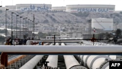 Iranian oil export pipelines on Khark Island in the Persian Gulf