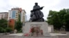 The communist-era monument is in a public park in Bulgaria's capital, Sofia. 