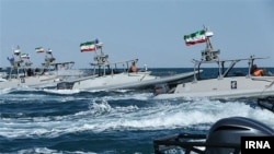 Islamic Revolutionary Guards Corp patrol boats in the Persian Gulf (file photo)