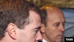 Russian President Dmitry Medvedev (left) with FSB chief Aleksandr Bortnikov (file photo)