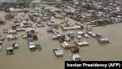 A handout picture provided by the Iranian presidency shows areas affected by floods in the country's northeastern Golestan region last week. 