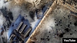 A capture from a new drone video showing the devastation at Donetsk airport, where some of the most intense fighting has continued for months