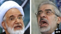 Mehdi Karrubi (left) and Mir Hossein Musavi