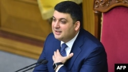 Ukraine's parliament speaker and candidate for the office of prime minister, Volodymyr Hroysman, takes part in a parliament session in Kyiv on April 13.