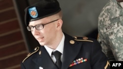 Bradley Manning following a hearing at Fort Meade, Maryland, in March 2012