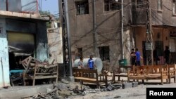 A cafe in an Iraqi Shi'ite neighborhood that was targeted by a suicide bomber