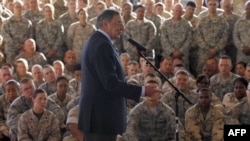 U.S. Secretary of Defense Leon Panetta speaks to U.S. military personnel in Djibouti while en route to Afghanistan.