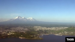 An aerial view of the city of Petropavlovsk-Kamchatsky