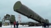 Russia's Sarmat intercontinental missile is shown off to media at an undisclosed location in Russia on March 1, 2018.