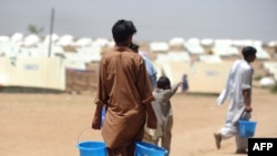 Refugees from Swat at a camp in Swabi, Pakistan