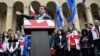 Georgian President Mikheil Saakashvili addresses the crowd at a rally of United National Movement party supporters in Tbilisi on April 19.