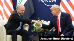 U.S. President Donald Trump and Iraqi President Barham Salih meet in Davos, Switzerland, on January 22.