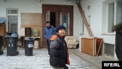 Eleven-year-old Eleugali-Zharylkasyn Nurgaliev plays outside the dormitory in Brno. He and his family face imminent deportation.