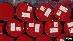 Oil barrels at a factory in Iran (undated)