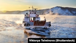 A ferry crosses the ice-covered waters of Russia's Lake Baikal in winter. The lake is a UNESCO-protected ecosystem that holds about 20 percent of the world’s fresh surface water. (file photo)