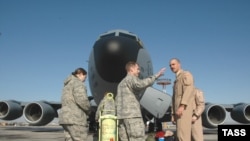 U.S. servicemen at the Manas air base