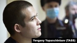 Russian conscript Ramil Shamsutdinov attends a court hearing in Chita late last year. 