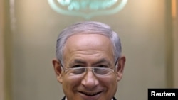 Israeli Prime Minister Binyamin Netanyahu at a cabinet meeting in Jerusalem on June 14