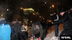 Demonstrators being arrested at St. Valentine's Day rally in Minsk.