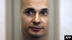 Ukrainian film director Oleh Sentsov is seen inside a Russian courtroom on July 27, 2015.