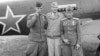 American and Soviet pilots pose in front of a Bell P-39 Airacobra, supplied to the Soviet Union under the Lend-Lease program.