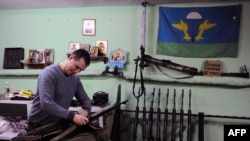 One of the group's members, Denis Gariyev, who has been blacklisted by the United States, pictured at a St. Petersburg training base in February 2015.