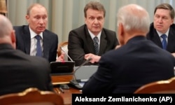 Vladimir Putin taking part in the bilateral meeting at the Russian White House in Moscow on March 10, 2011.