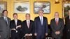 Armenian Foreign Minister Zohrab Mnatsakanian (3rd left) meets with his Azerbaijani counterpart, Elmar Mamadyarov (3rd right) for talks in New York on September 23.