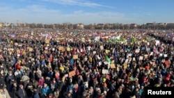 People attend a rally “Munich Against The Right', February 8, 2025.