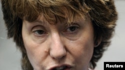 EU foreign-policy chief Catherine Ashton, speaks to the media in Brussels on July 26.